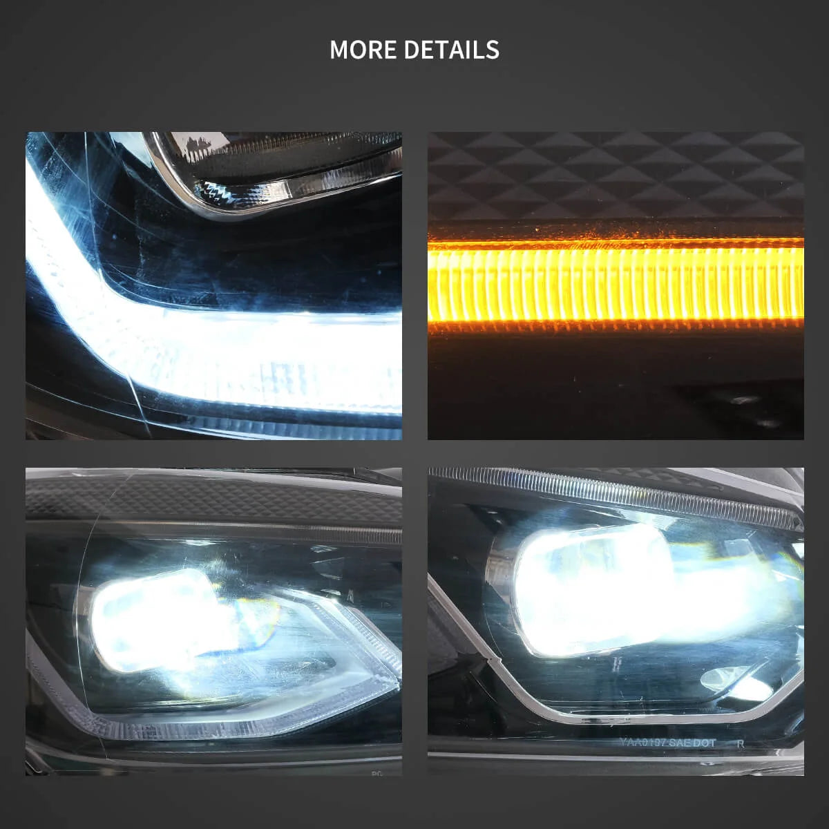 08-14 VW Golf Mk6 Vland LED Dual Beam Projector Aftermarket strålkastare Black[E-mark] - 5