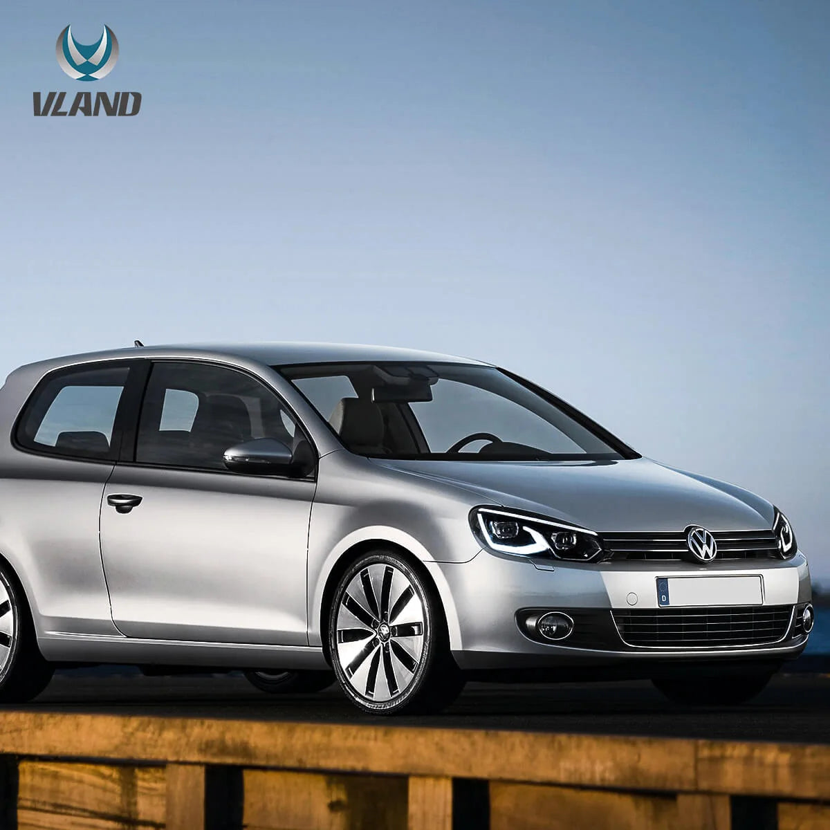 08-14 VW Golf Mk6 Vland LED Dual Beam Projector Aftermarket strålkastare Black[E-mark] - 6