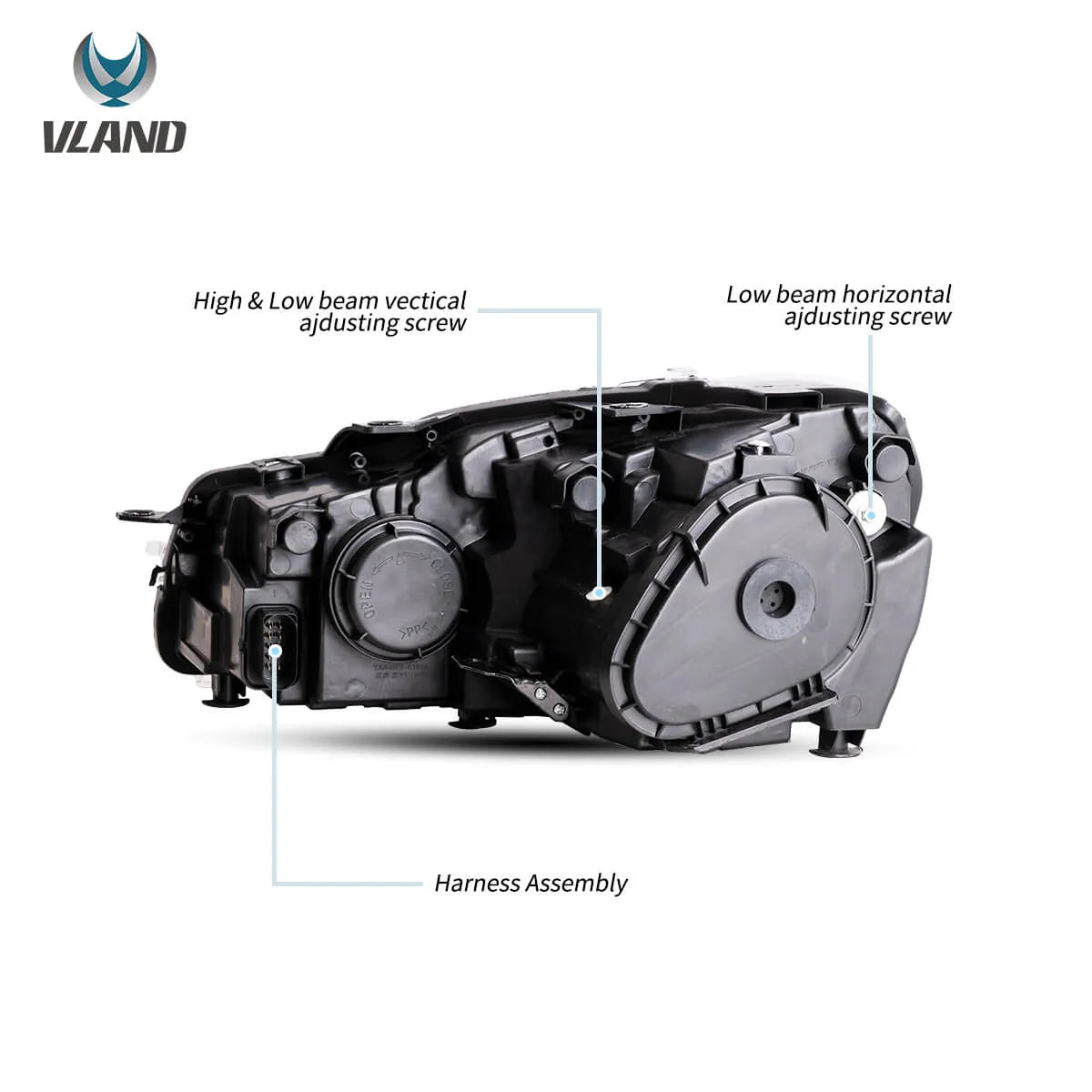 08-14 VW Golf Mk6 Vland LED Dual Beam Projector Aftermarket strålkastare Black[E-mark] - 8