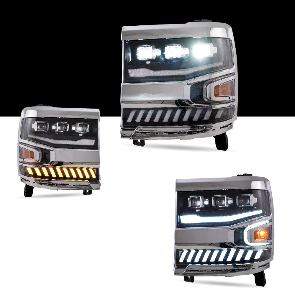 VLAND Carlamp Full LED Projector strålkastare för Chevrolet Silverado 1500 2016-2018 med LED lens dual beam - 4