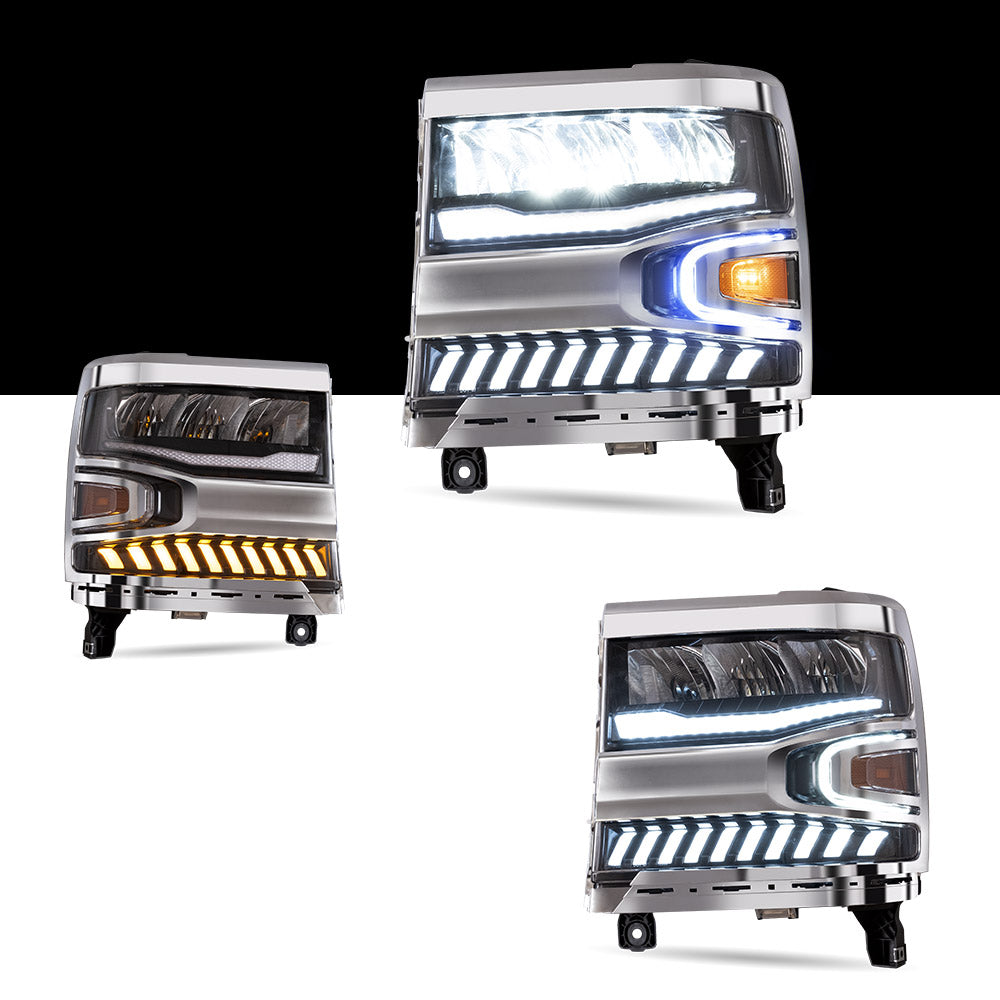 VLAND Carlamp Full LED strålkastare med Halo Light för Chevrolet Silverado 1500 2016-2018 - 2
