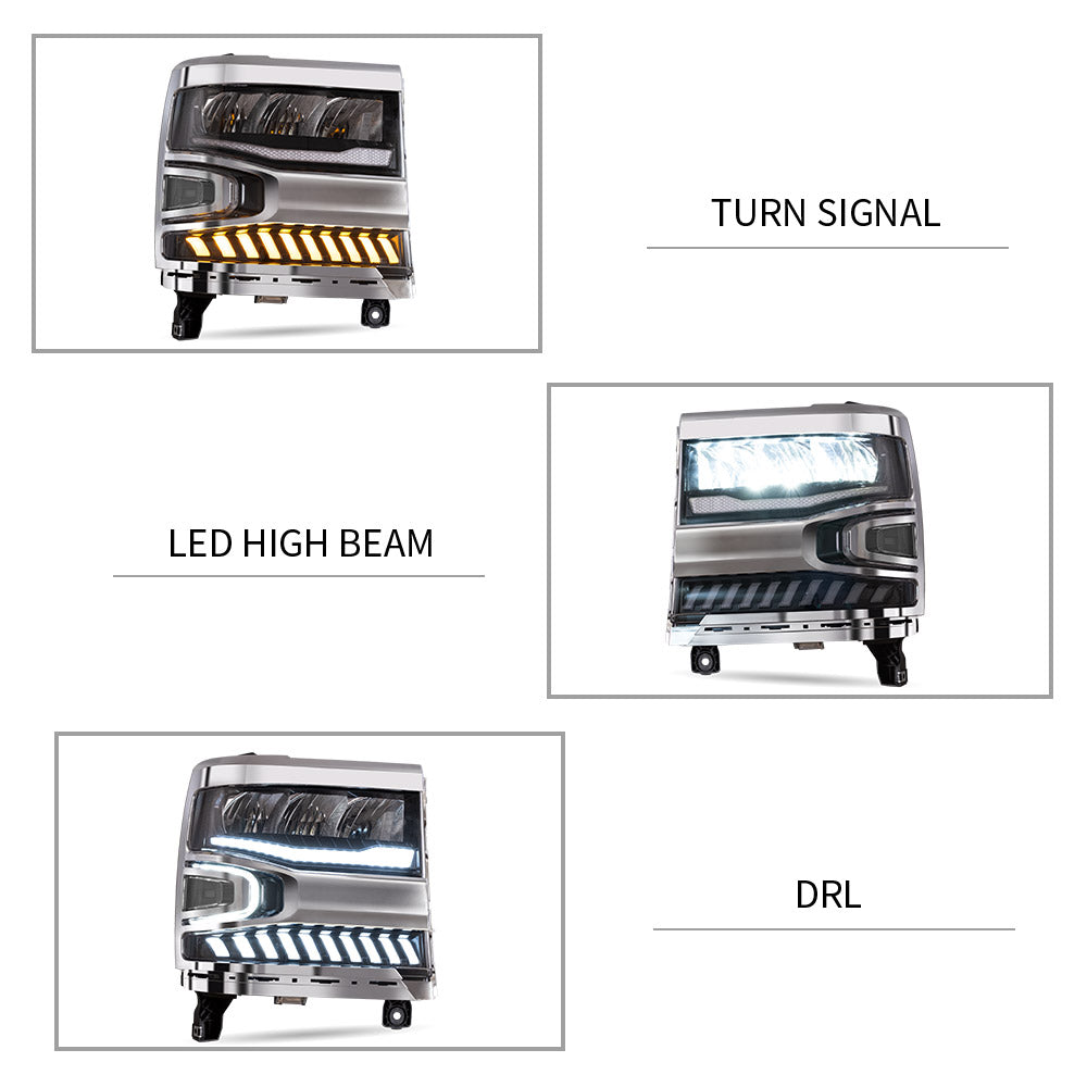 VLAND Carlamp Full LED strålkastare med Halo Light för Chevrolet Silverado 1500 2016-2018 - 13