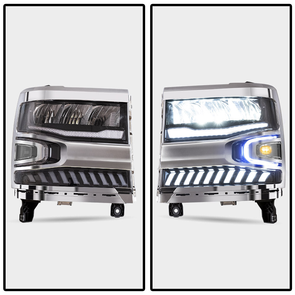 VLAND Carlamp Full LED strålkastare med Halo Light för Chevrolet Silverado 1500 2016-2018 - 7