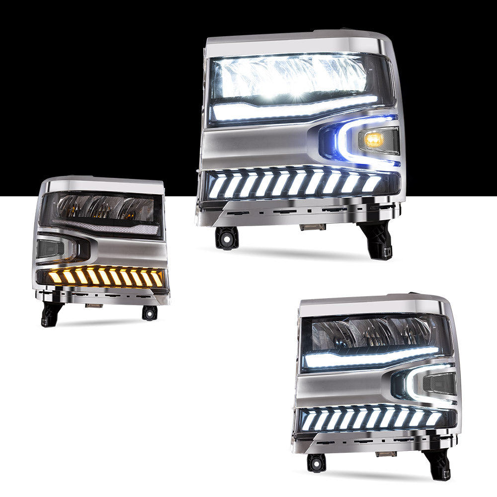 VLAND Carlamp Full LED strålkastare med Halo Light för Chevrolet Silverado 1500 2016-2018 - 5