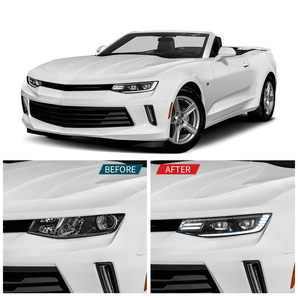 VLAND Carlamp Projector strålkastare för Chevrolet / Chevy Camaro LT SS RS ZL LS 2016-2018 - 2