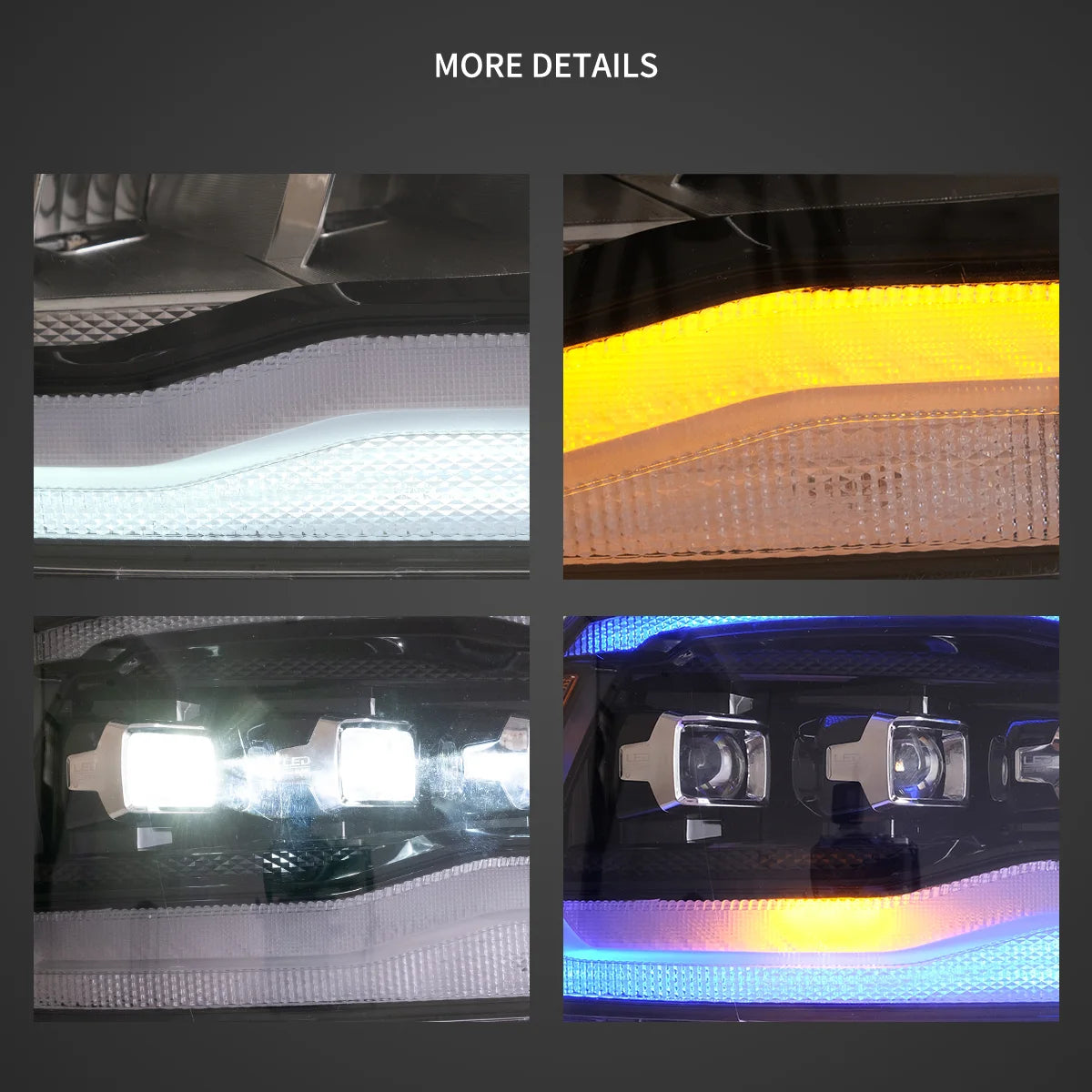 09-18 Dodge Ram fjärde generationen 1500 2500 3500 VLAND LED Matrix projektor strålkastare svart [E-märkt] - 6