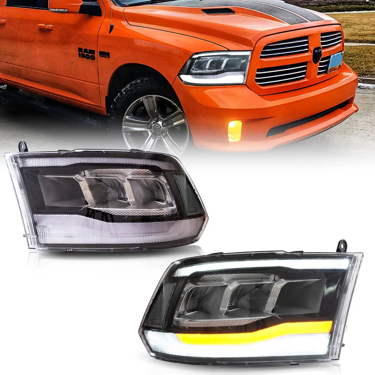 09-18 Dodge Ram fjärde generationen 1500 2500 3500 VLAND LED reflektorutförande strålkastare [E-märkt] - 2