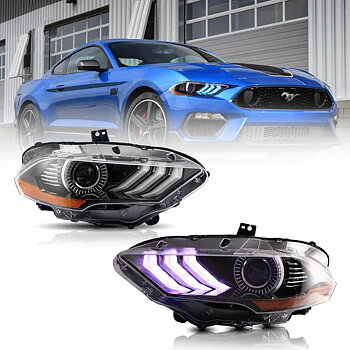 18-up Ford Mustang 6th Gen Vland LED Dual Beam Projector RGB strålkastare Black