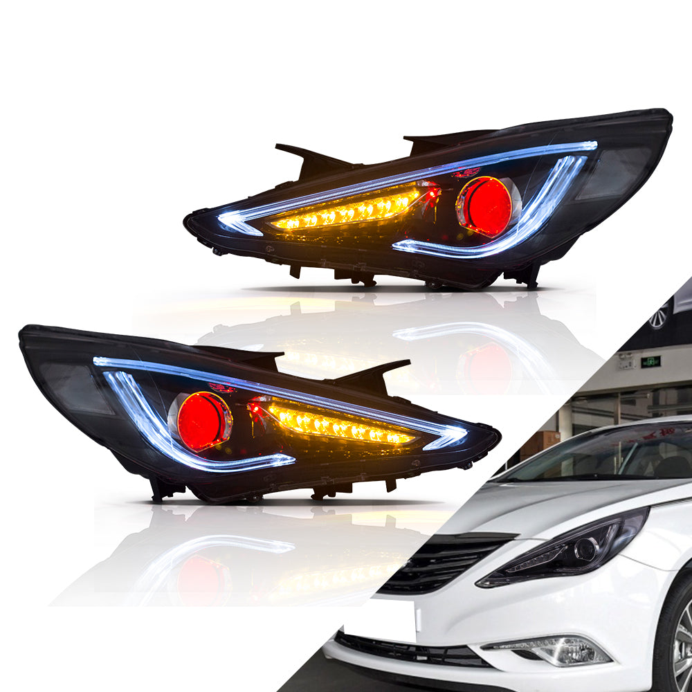 VLAND dubbelljus strålkastare för Hyundai 2011-2014 Sonata sekventiell Demon Eye (lampor ingår inte)