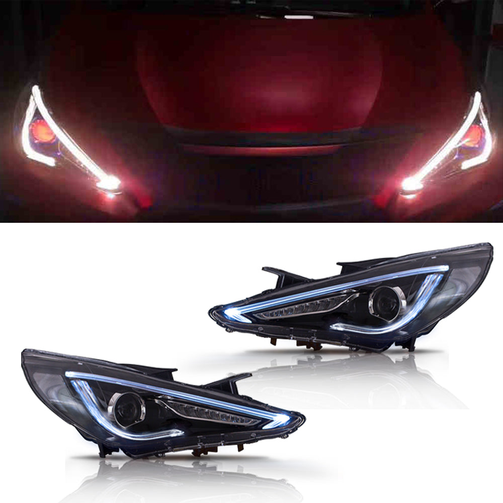 VLAND dubbelljus strålkastare för Hyundai 2011-2014 Sonata sekventiell Demon Eye (lampor ingår inte) - 5
