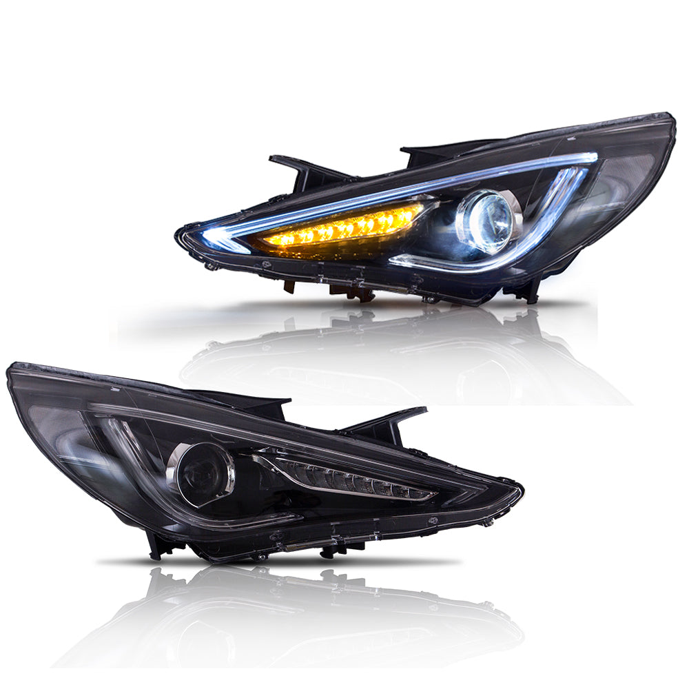 VLAND Carlamp Dual Beam Sequential strålkastare för Hyundai Sonata 2011-2014 Q5 (Bulbs Not Included) - 2