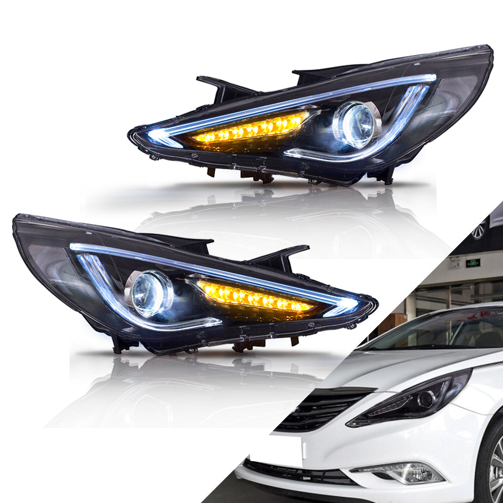 VLAND Carlamp Dual Beam Sequential strålkastare för Hyundai Sonata 2011-2014 Q5 (Bulbs Not Included)