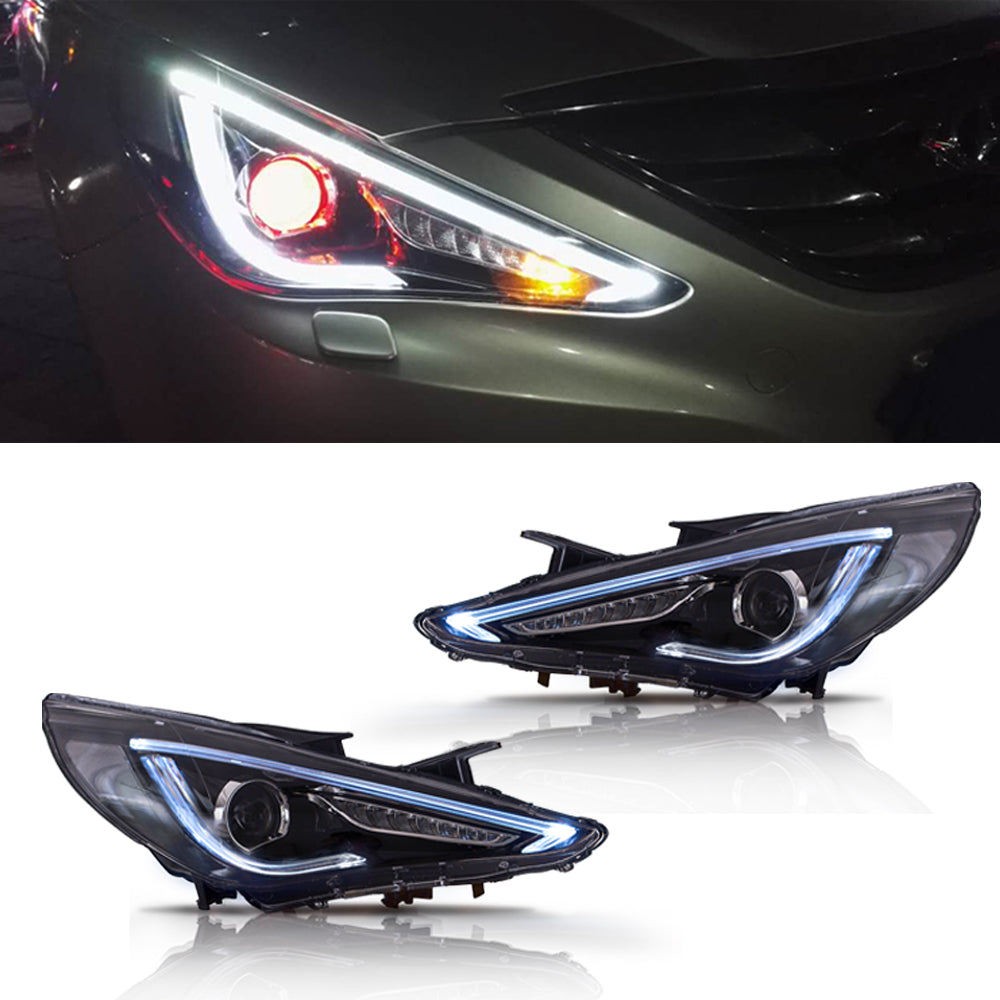 VLAND Carlamp Dual Beam Sequential strålkastare för Hyundai Sonata 2011-2014 Q5 (Bulbs Not Included) - 6