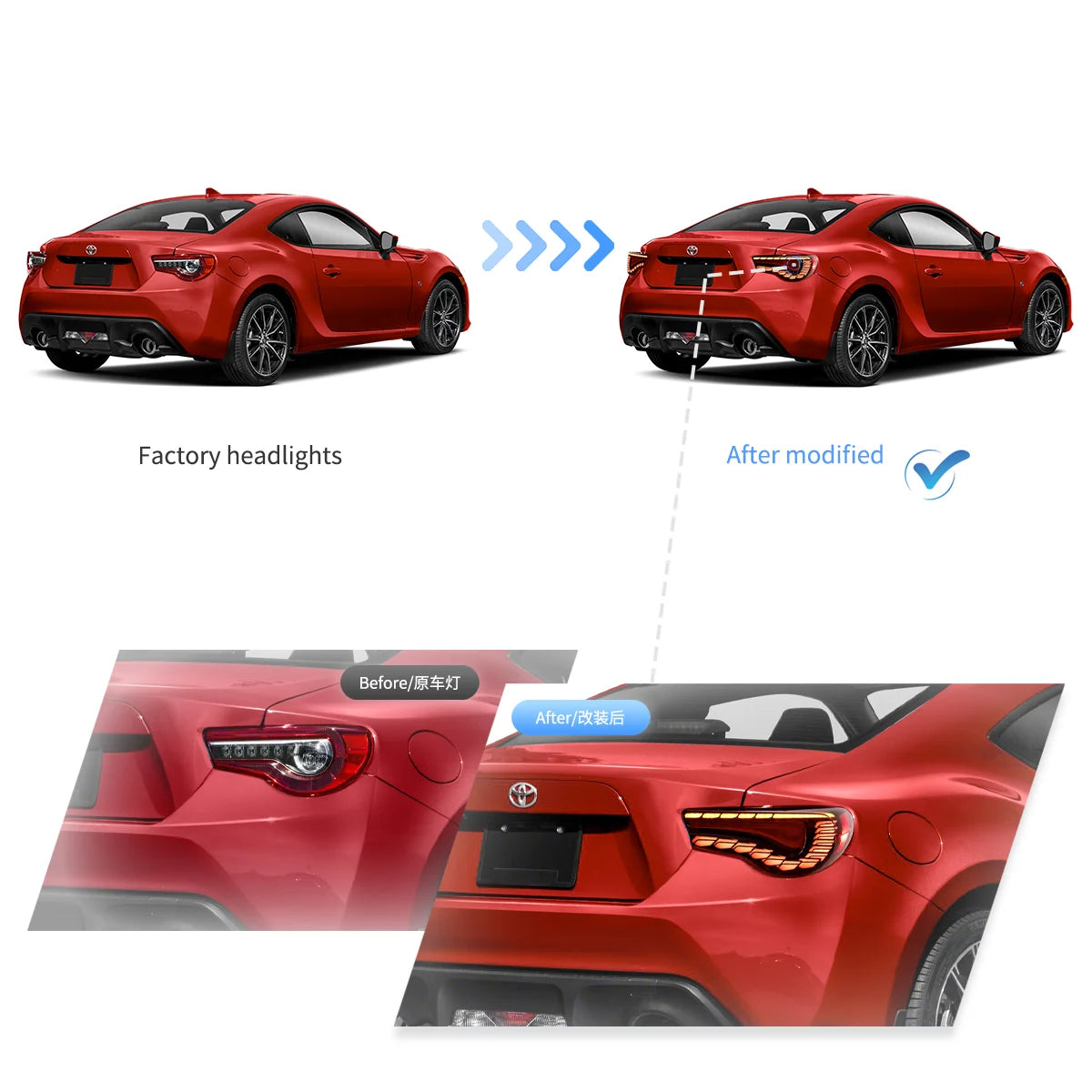 12-20 Toyota 86 GT86 FT86 13-20 Subaru BRZ 13-20 Scion FR-S Vland LED bakljus med sekventiell blinkers [Dragon Style] - 8
