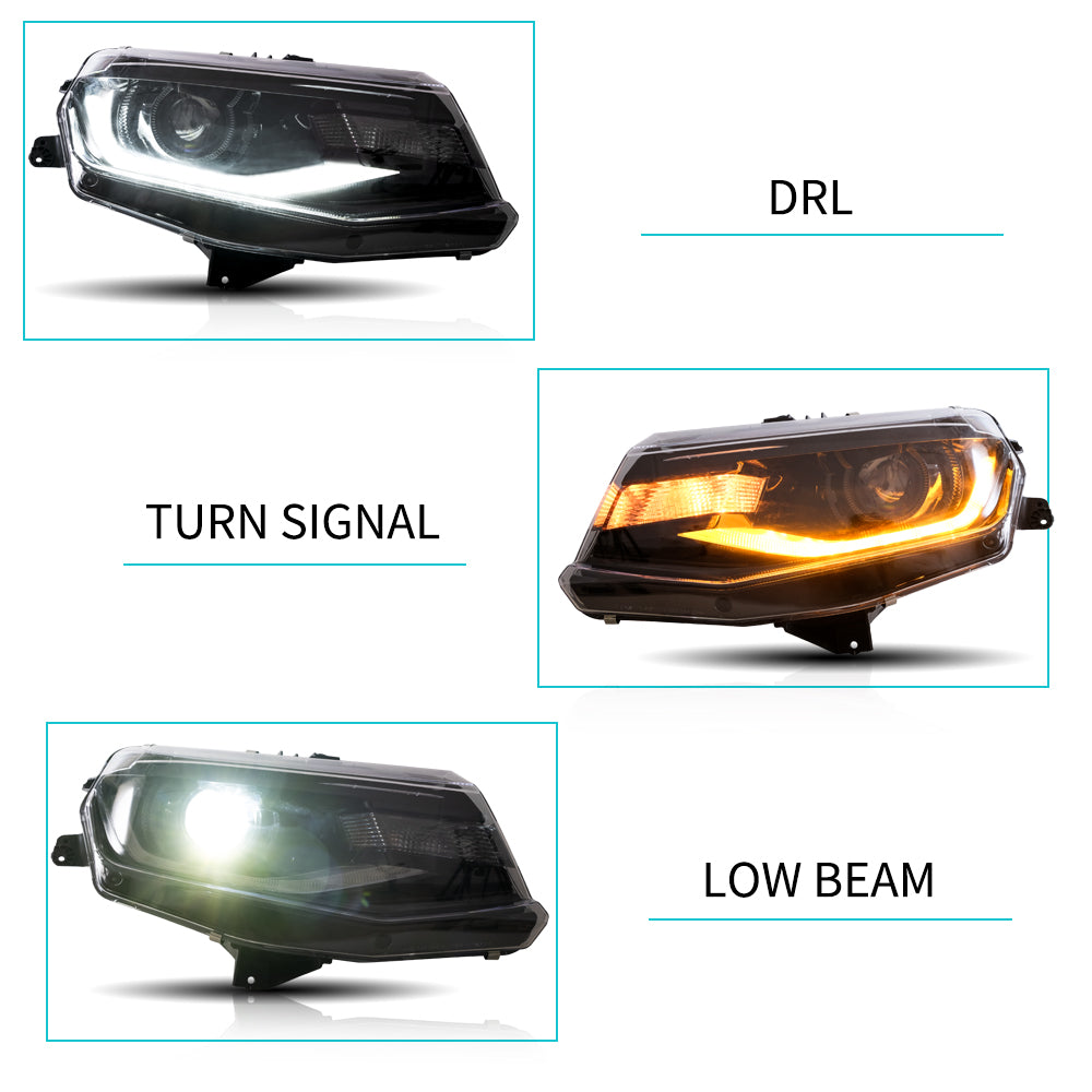 16-18 Chevrolet Camaro & 19-24 Camaro ZL1 Vland LED Dual Beam Projector strålkastare Black - 6