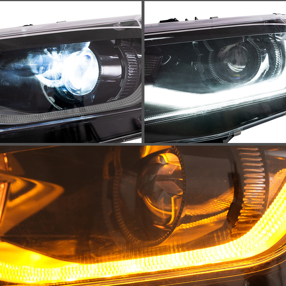 16-18 Chevrolet Camaro & 19-24 Camaro ZL1 Vland LED Dual Beam Projector strålkastare Black - 8
