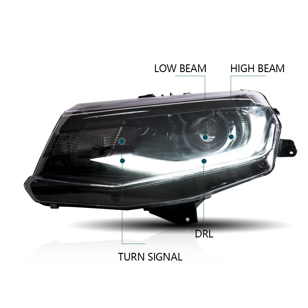 16-18 Chevrolet Camaro & 19-24 Camaro ZL1 Vland LED Dual Beam Projector strålkastare Black - 3