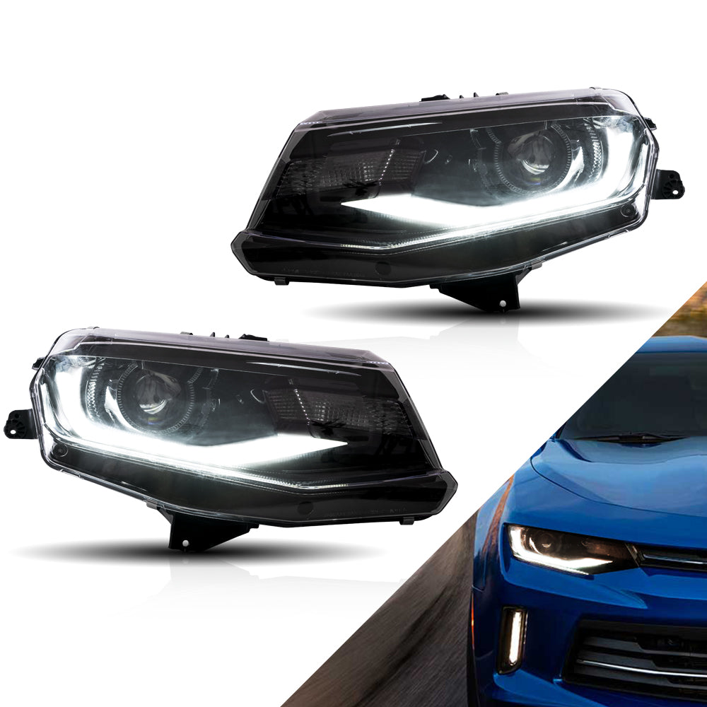 16-18 Chevrolet Camaro & 19-24 Camaro ZL1 Vland LED Dual Beam Projector strålkastare Black