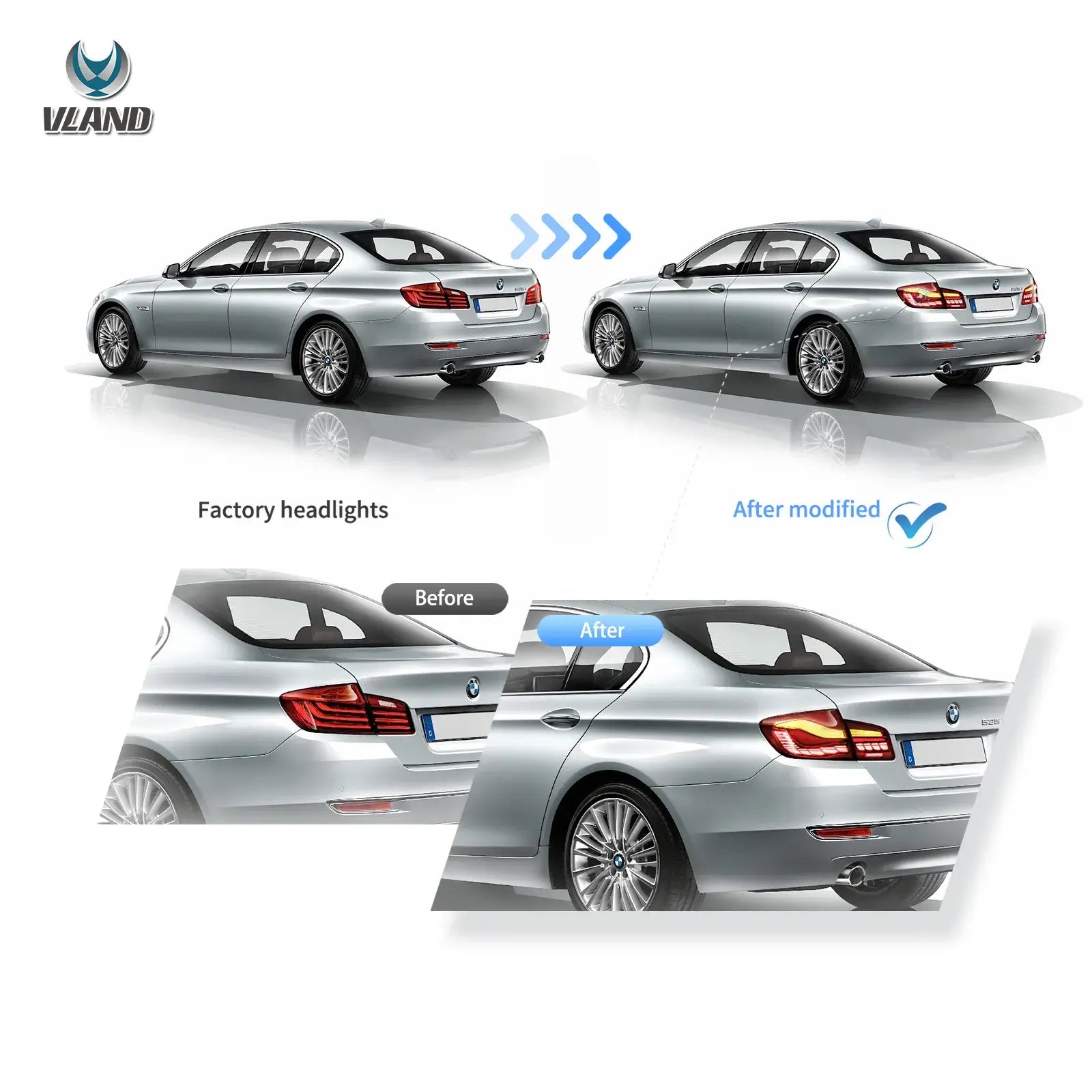 11-17 BMW 5 serie M5 sjätte generationen (F10 F18) VLAND OLED bakljus med dynamisk startanimation CS stil [E-märkt] - 11