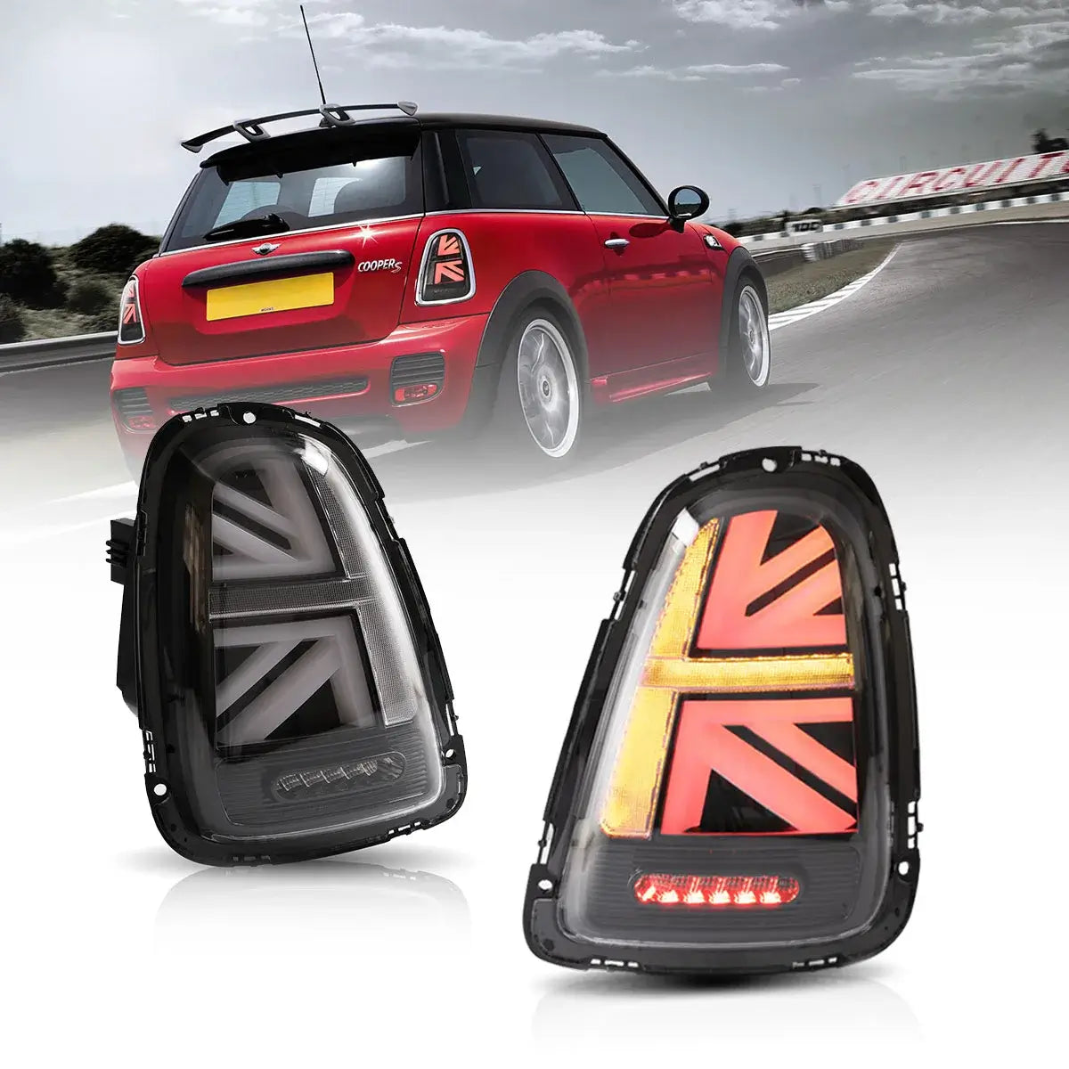 Mini Cooper R56 R57 R58 R59 2007-2013 Vland LED bakljus Union Jack [E-mark]