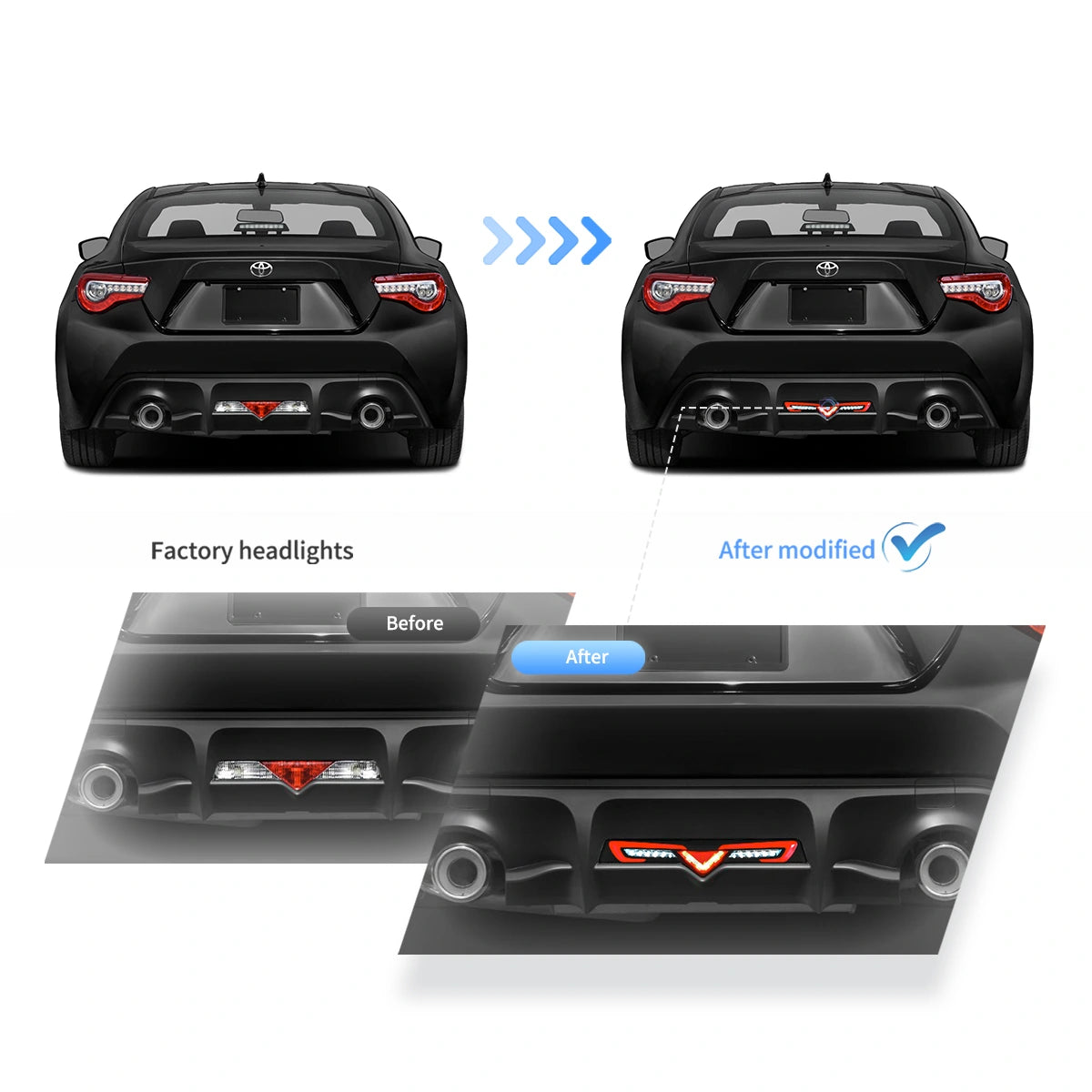 2012-2021 FR-S/BRZ/GT86 1th Gen(ZN6/ZC6) Vland LED Rear Bumper Lower Reverse Fog Backup Lights - 8