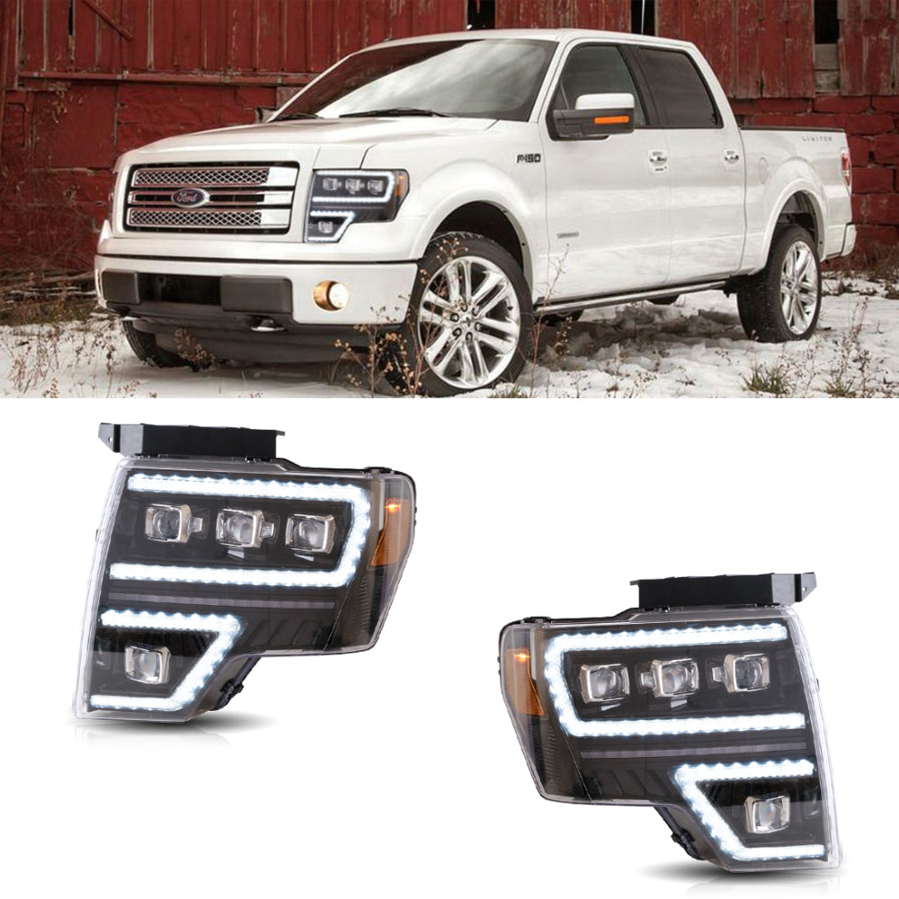 VLAND Carlamp Projector LED strålkastare för Ford F150 2009-2014 med Dynamic DRL - 7