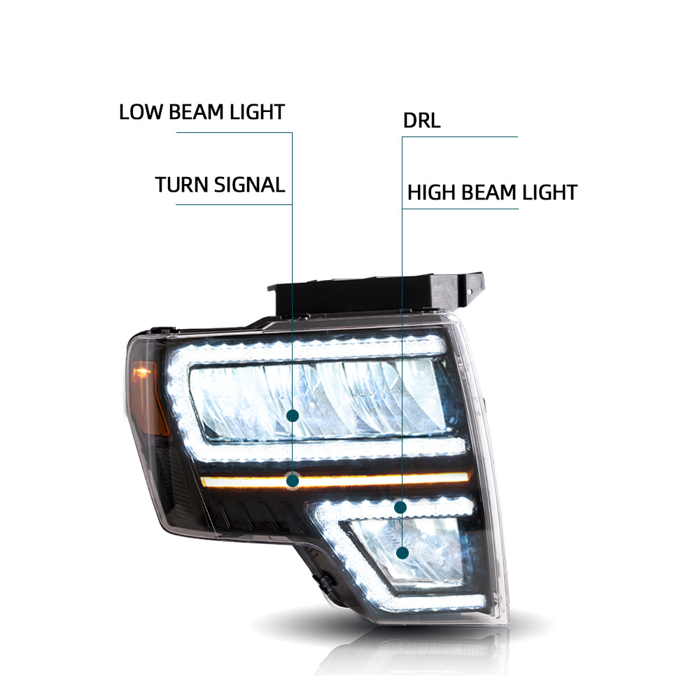 VLAND Carlamp Projector strålkastare Fit för Ford F150 2009-2014(Not Fit för F250/F350) - 5
