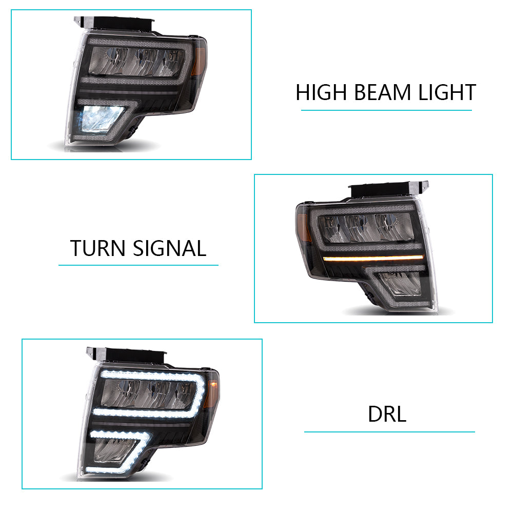 VLAND Carlamp Projector strålkastare Fit för Ford F150 2009-2014(Not Fit för F250/F350) - 8