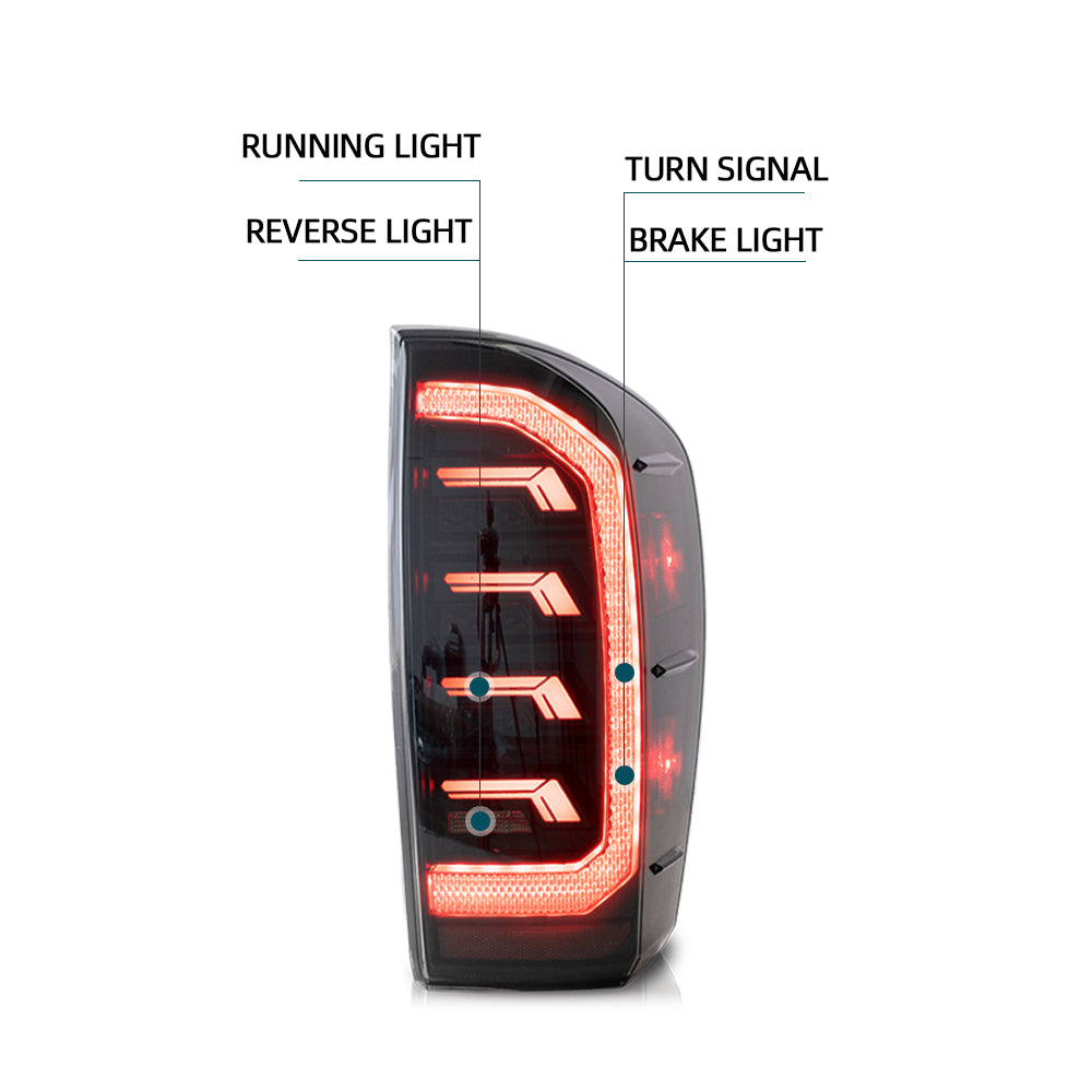VLAND Carlamp LED Smoked bakljus för 2016-2022 Toyota Tacoma TRD Off Road, SR5, SR, TRD Pro, TRD Sport, Limited - 6