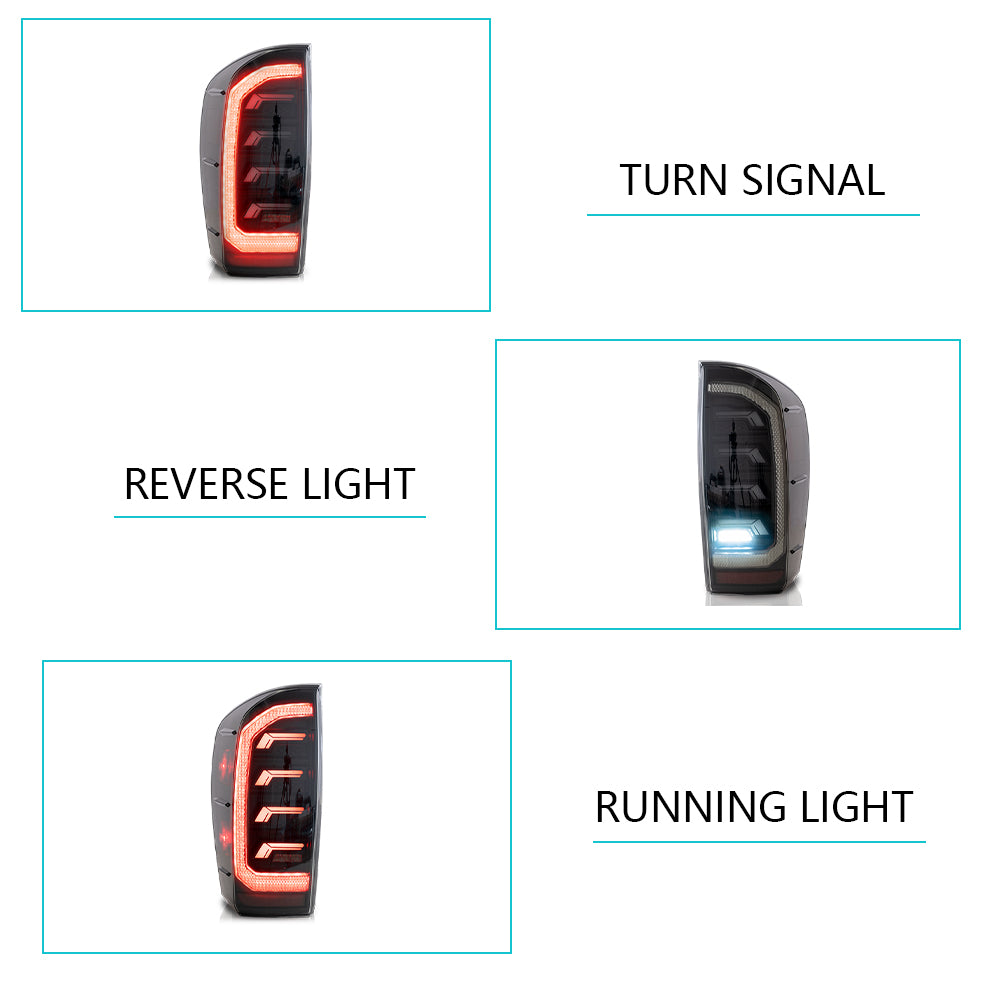 VLAND Carlamp LED Smoked bakljus för 2016-2022 Toyota Tacoma TRD Off Road, SR5, SR, TRD Pro, TRD Sport, Limited - 8