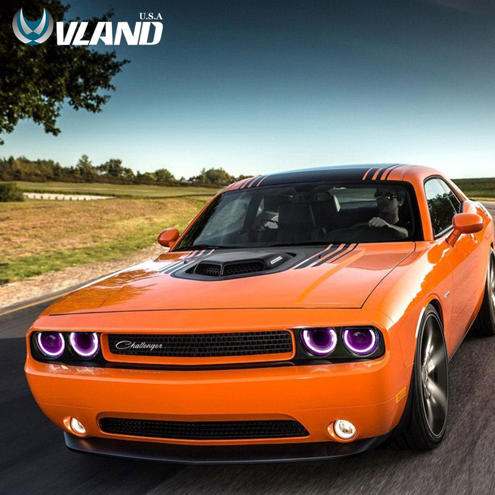 08-14 Dodge Challenger Vland RGB Style Dual Beam Projector strålkastare Black - 11