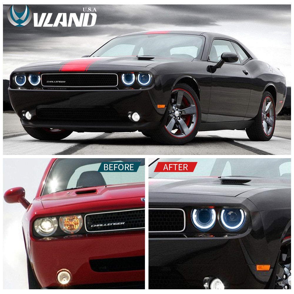 08-14 Dodge Challenger Vland RGB Style Dual Beam Projector strålkastare Black - 10