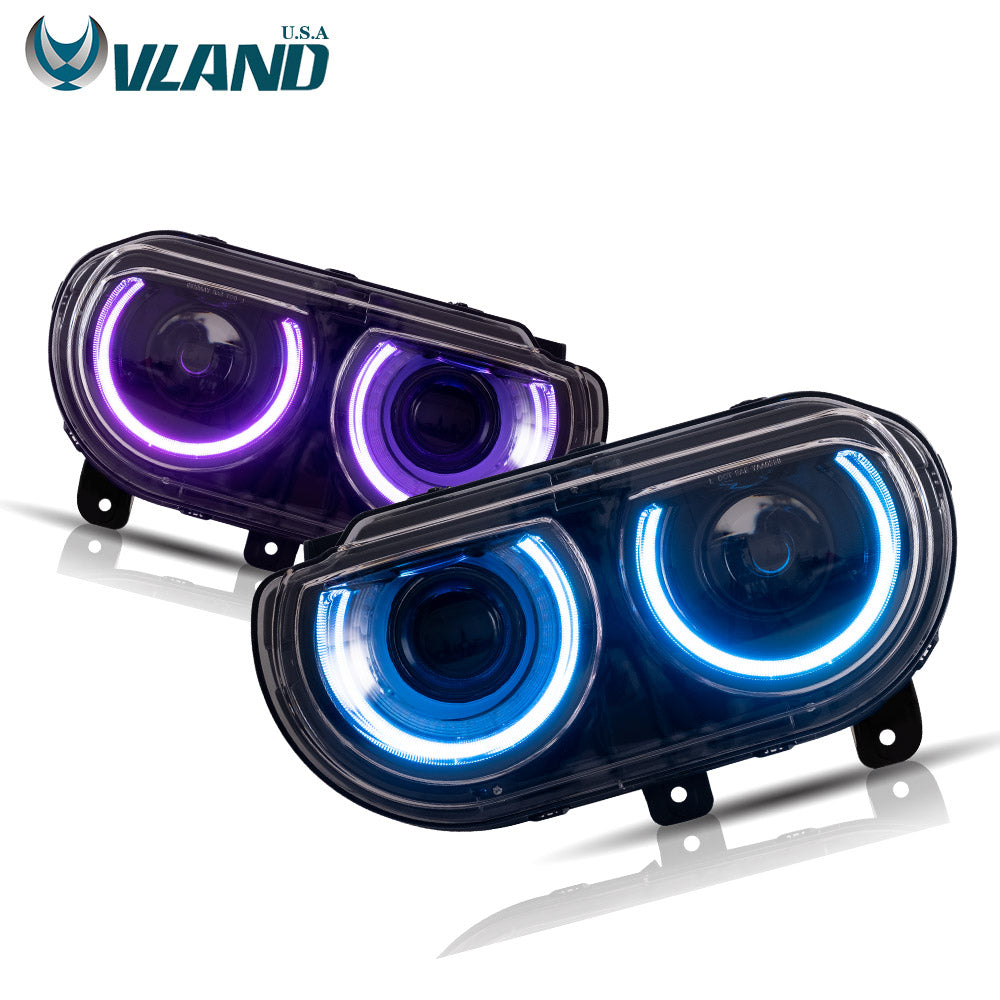 08-14 Dodge Challenger Vland RGB Style Dual Beam Projector strålkastare Black - 13