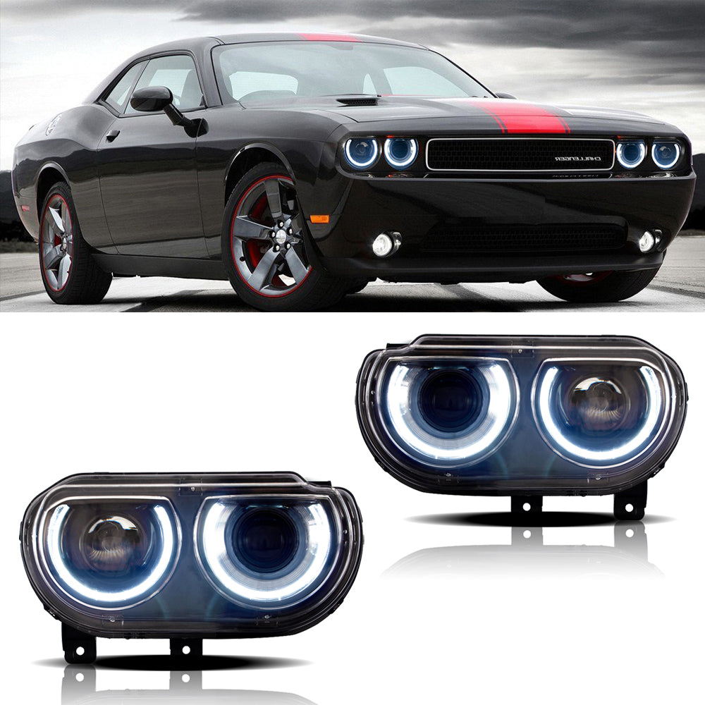08-14 Dodge Challenger Vland RGB Style Dual Beam Projector strålkastare Black - 2