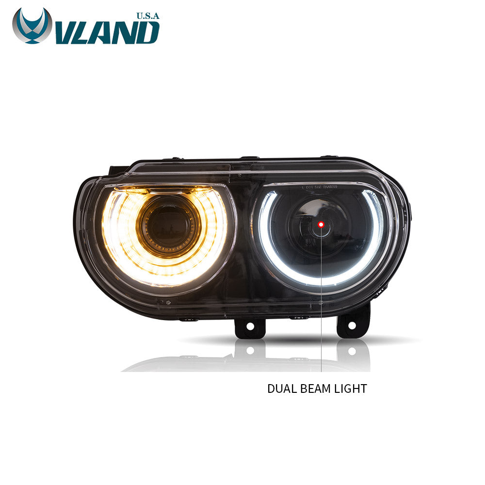 08-14 Dodge Challenger Vland RGB Style Dual Beam Projector strålkastare Black - 5