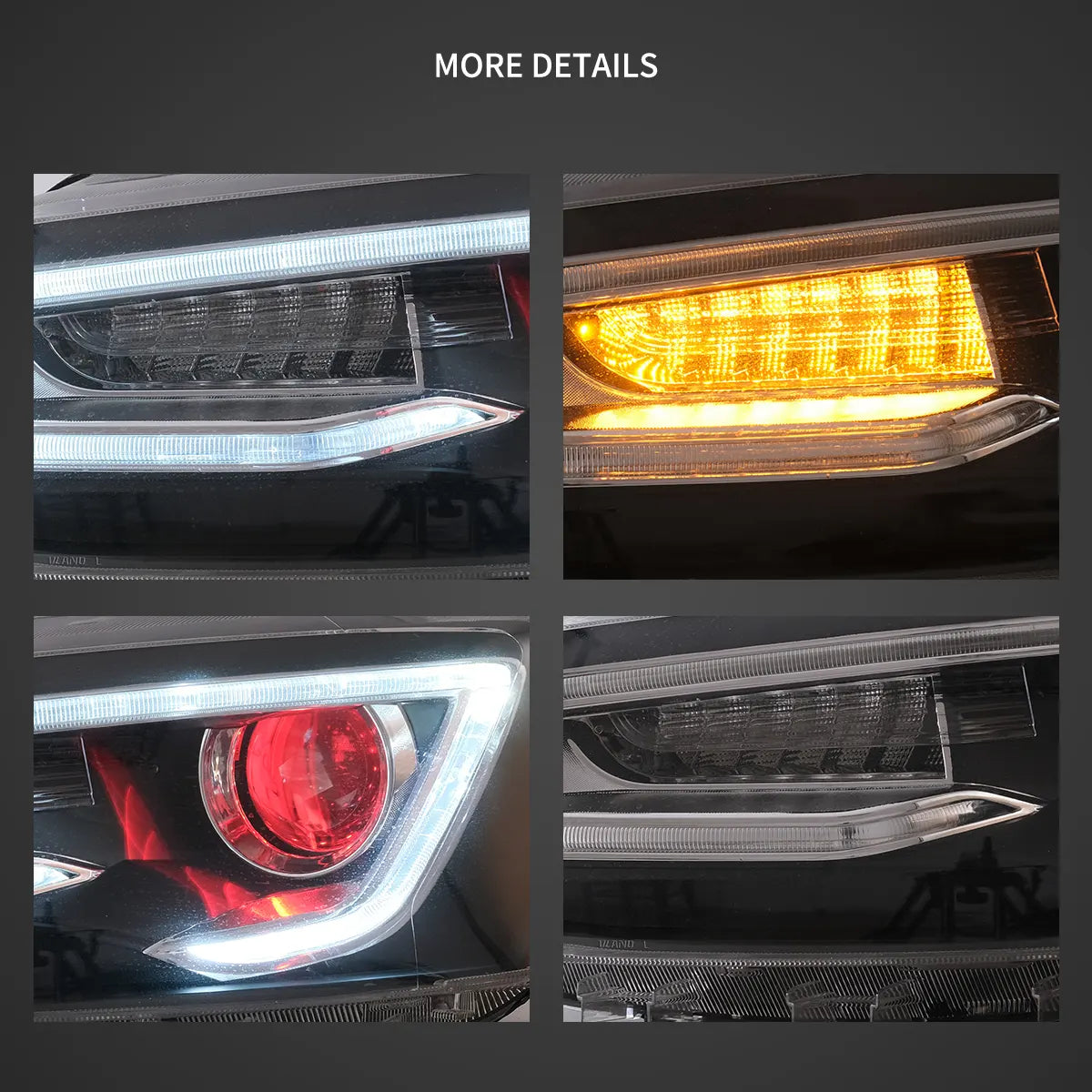 10-18 VW Jetta MK6 Vland Dual Beam Projector Aftermarket strålkastare Black med Red Demon Eyes E-mark - 6