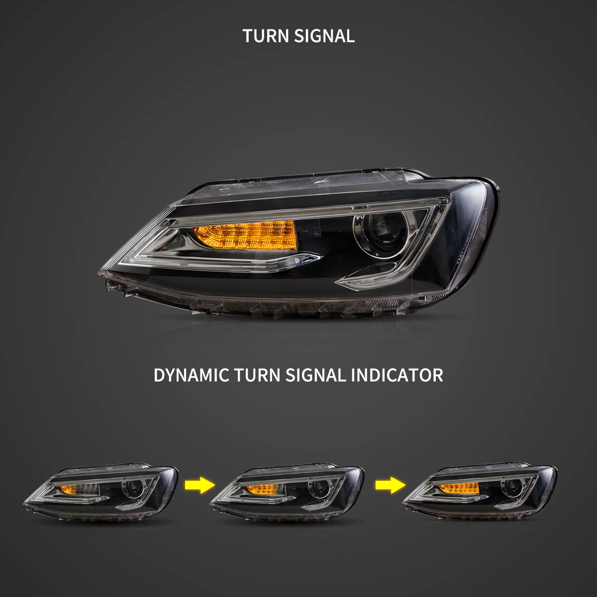 10-18 VW Jetta MK6 Vland Dual Beam Projector Aftermarket strålkastare Black med Red Demon Eyes E-mark - 5