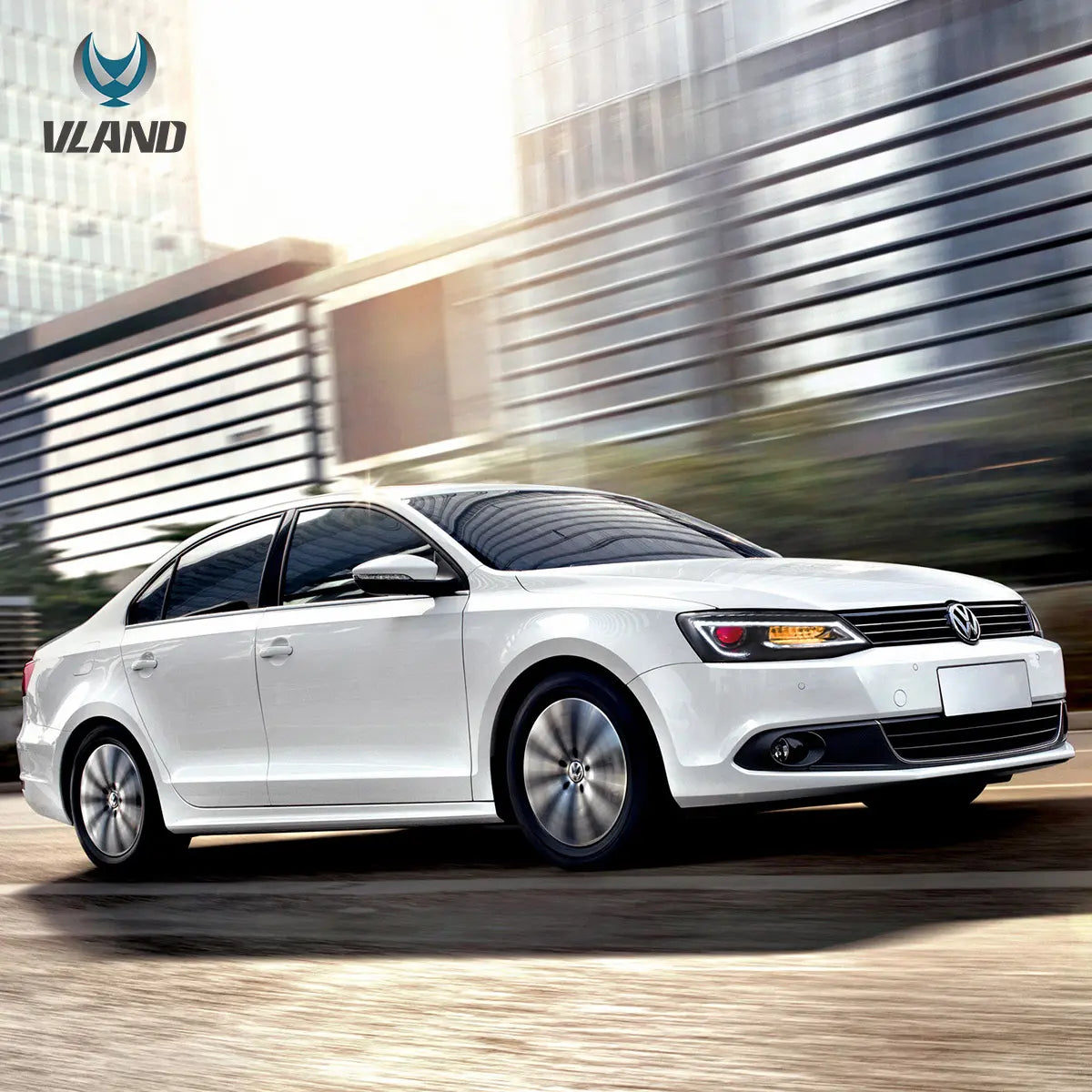 10-18 VW Jetta MK6 Vland Dual Beam Projector Aftermarket strålkastare Black med Red Demon Eyes E-mark - 7