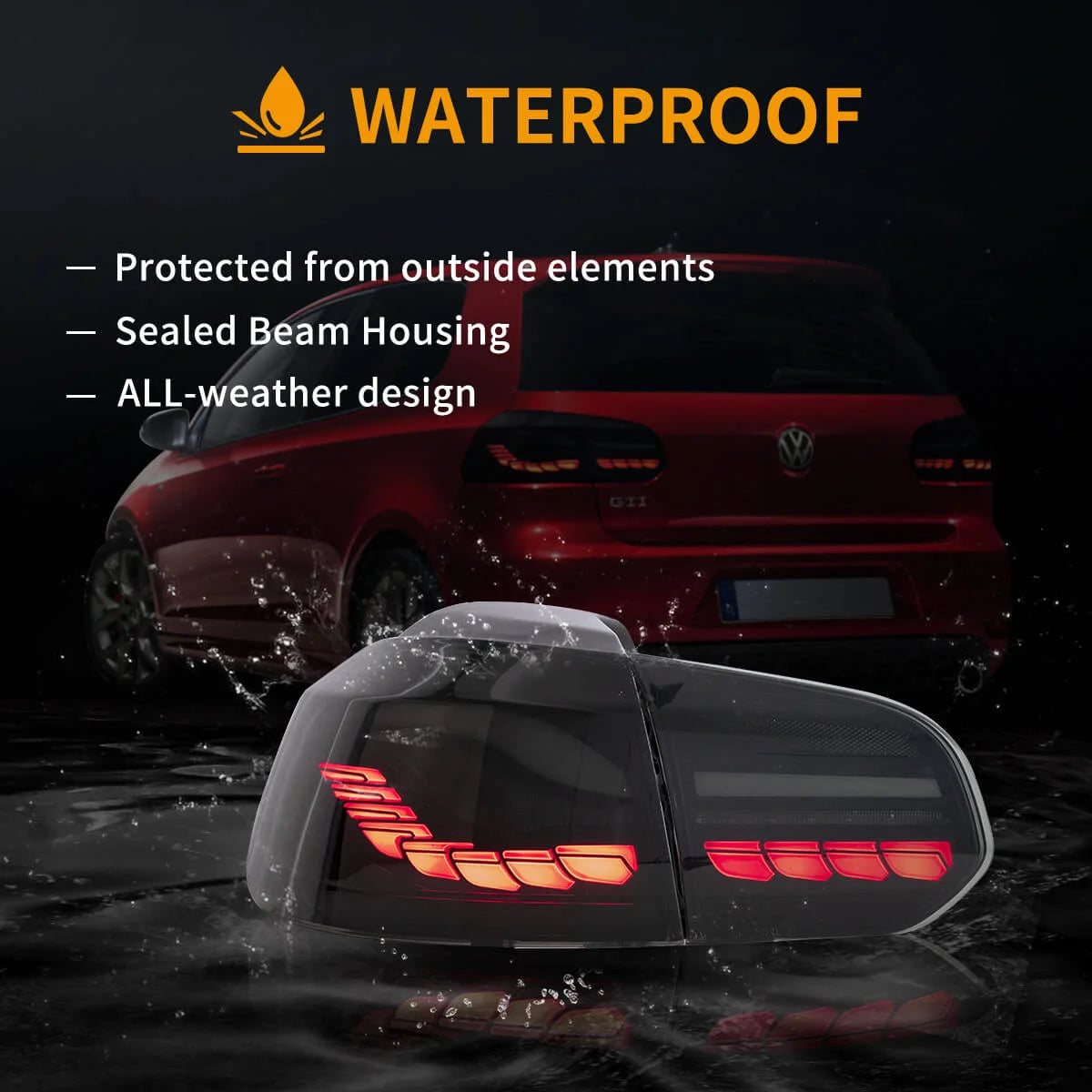 08-14 VW Golf Mk6 Hatchback Vland II OLED Aftermarket bakljus med Dragon Scale Effect - 11