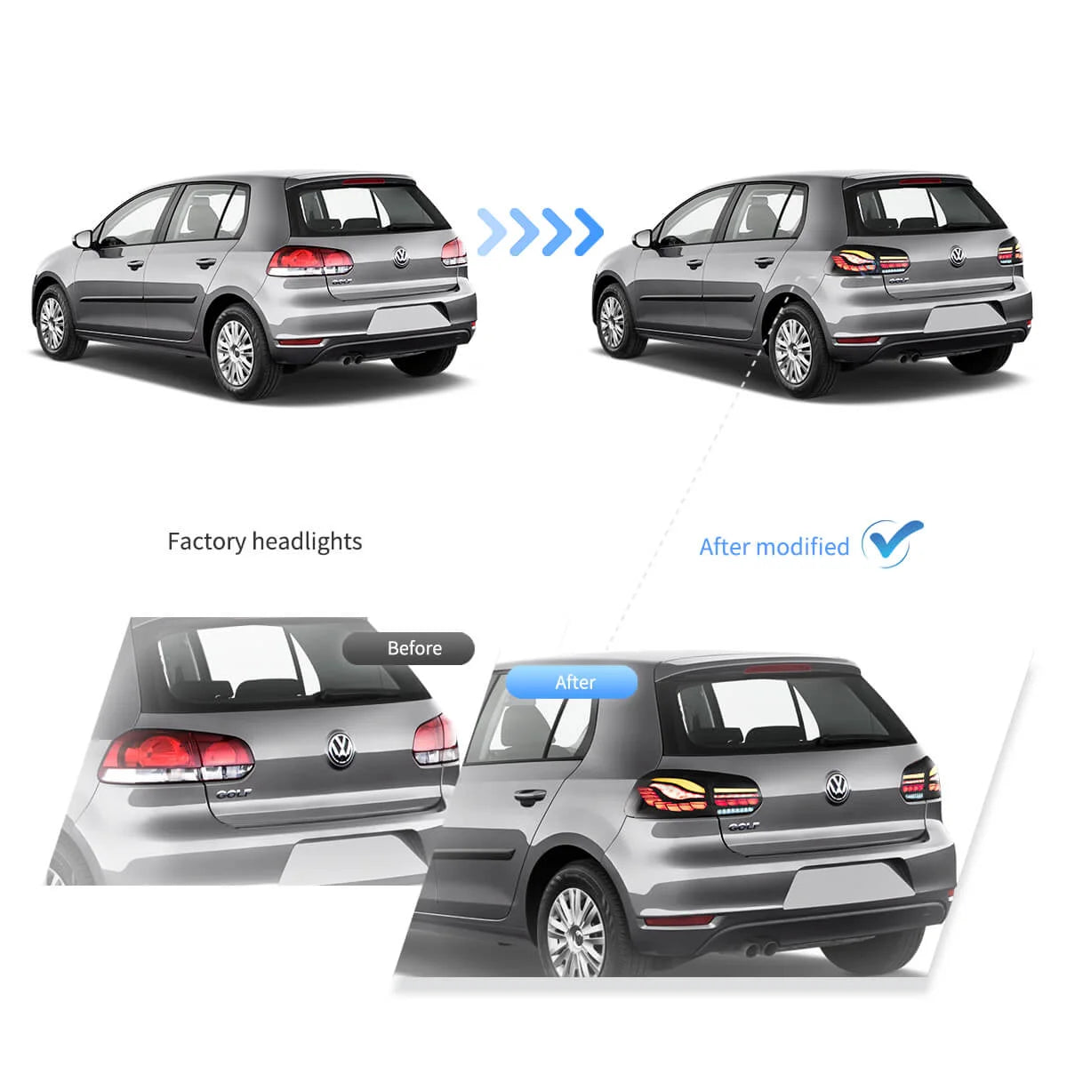 08-14 VW Golf Mk6 Hatchback Vland II OLED Aftermarket bakljus med Dragon Scale Effect - 10