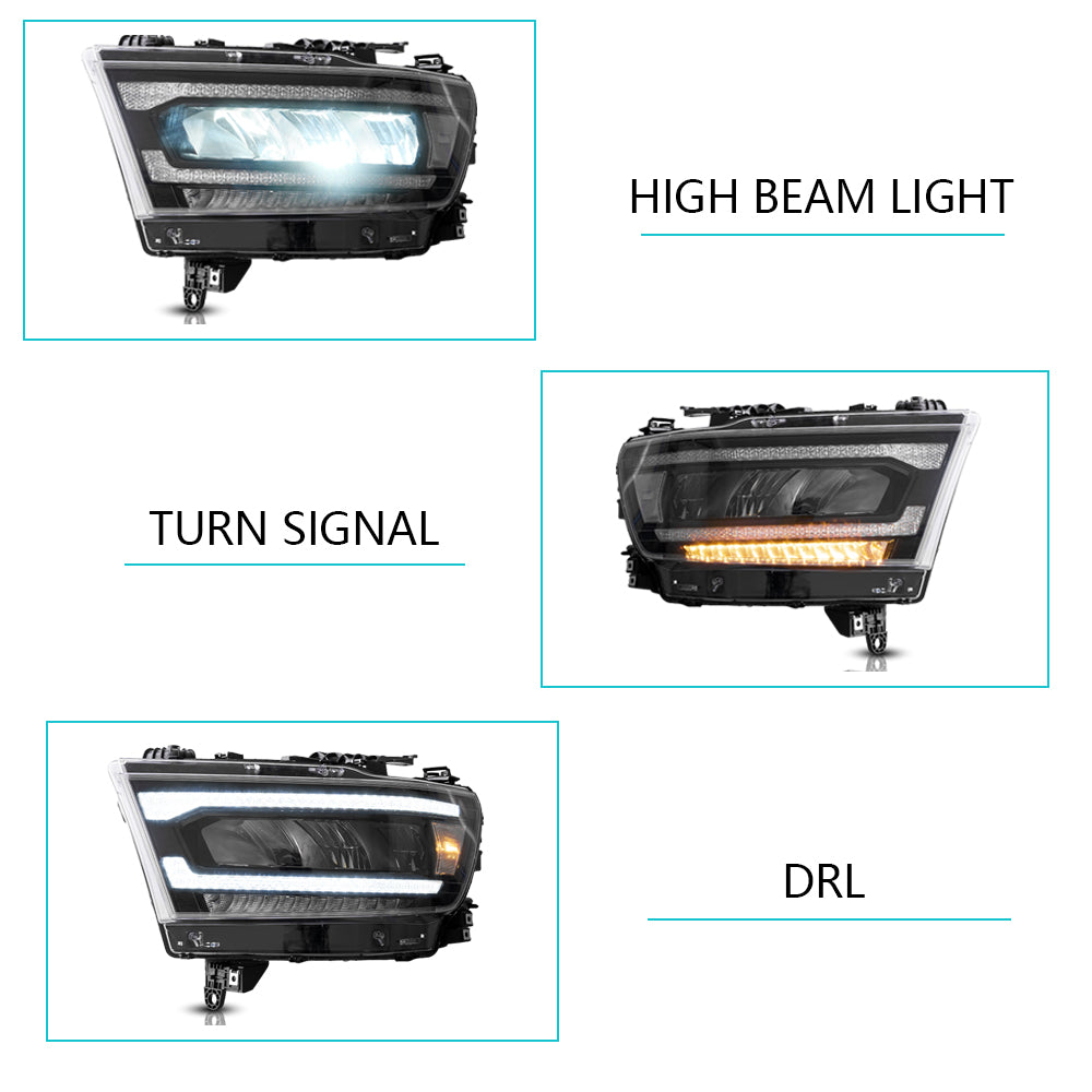 19-24 Dodge Ram 1500 femte generationen (DT) VLAND LED reflektorutförande strålkastare [E-märkt] - 8