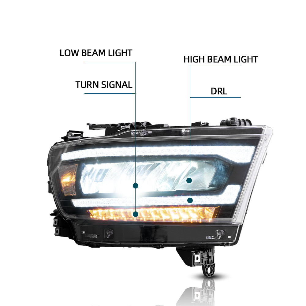 19-24 Dodge Ram 1500 femte generationen (DT) VLAND LED reflektorutförande strålkastare [E-märkt] - 5