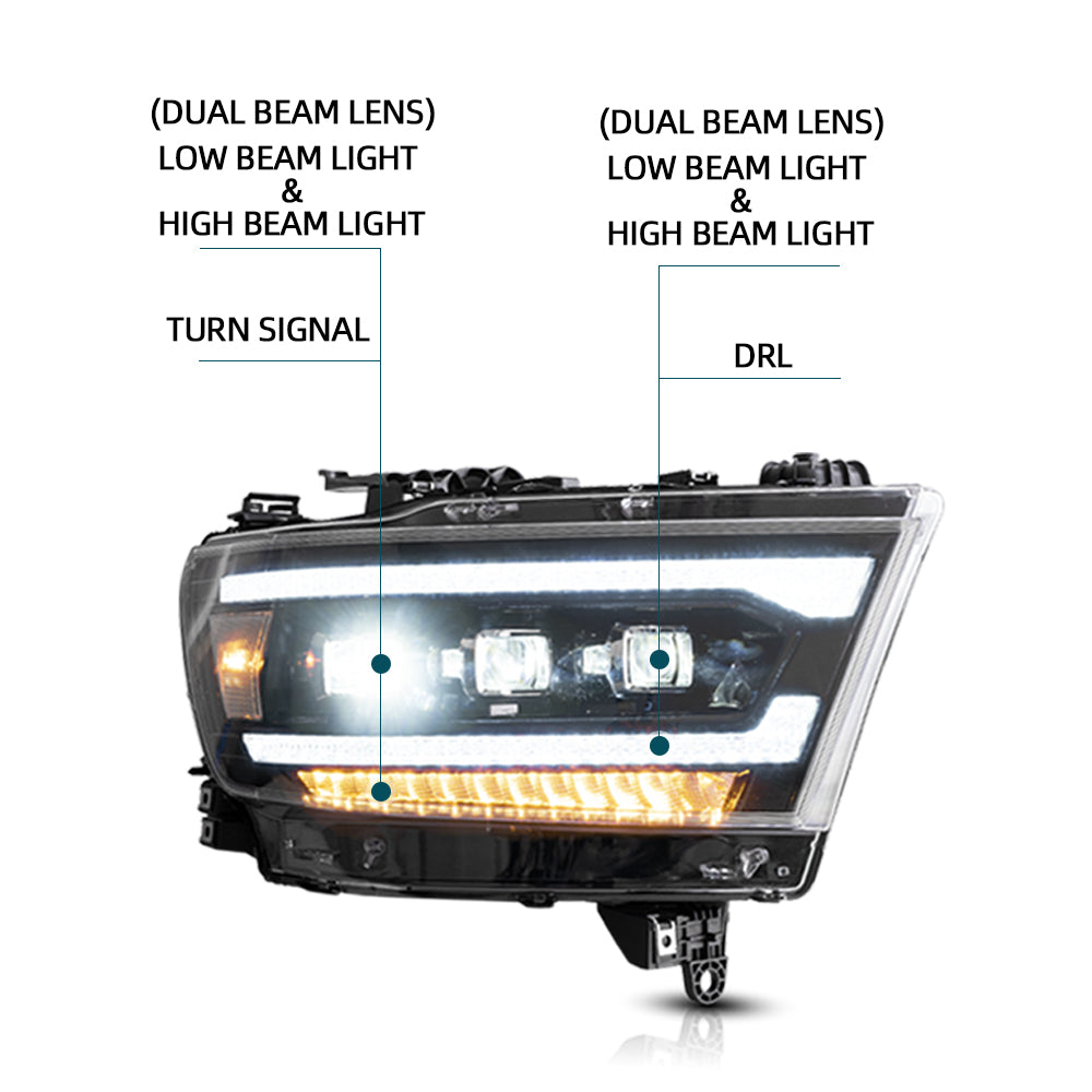 VLAND LED Matrix projektor strålkastare för Dodge RAM 1500 2019-2024 - 5