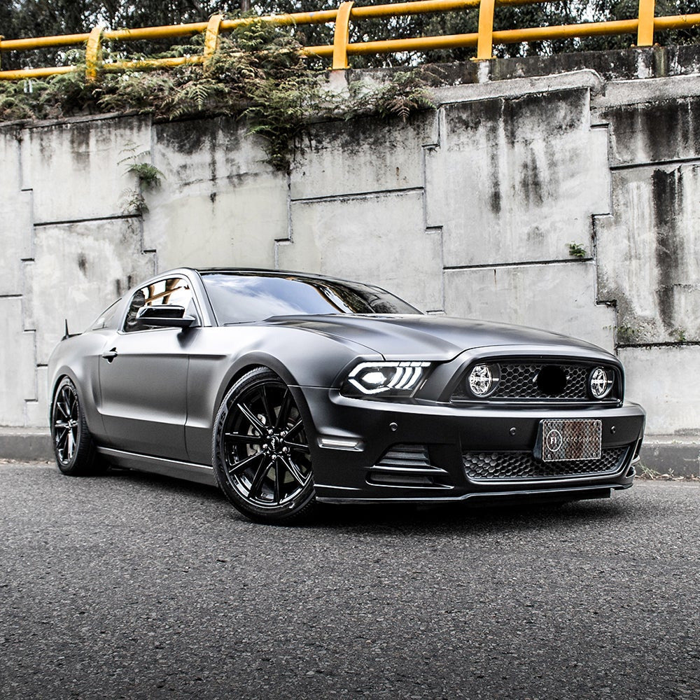 10-14 Ford Mustang 5th Gen Facelifted Vland LED Dual Beam Projector strålkastare Black - 7