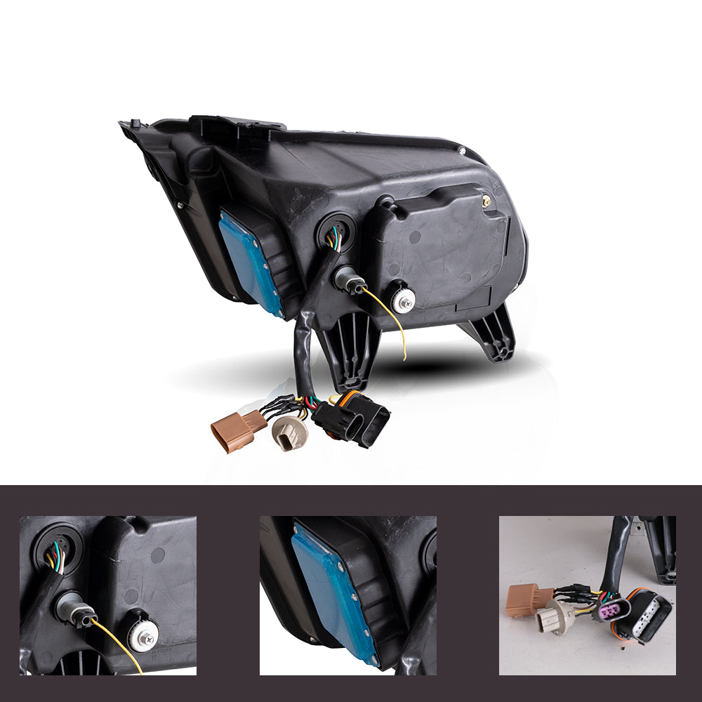 10-14 Ford Mustang 5th Gen Facelifted Vland LED Dual Beam Projector strålkastare Black - 10