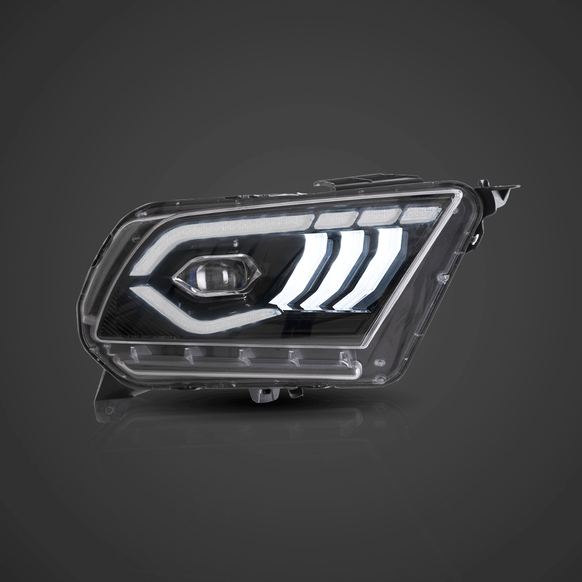 10-14 Ford Mustang 5th Gen Facelifted Vland LED Dual Beam Projector strålkastare Black - 2