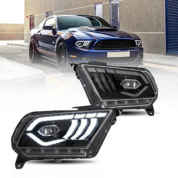 10-14 Ford Mustang 5th Gen Facelifted Vland LED Dual Beam Projector strålkastare Black
