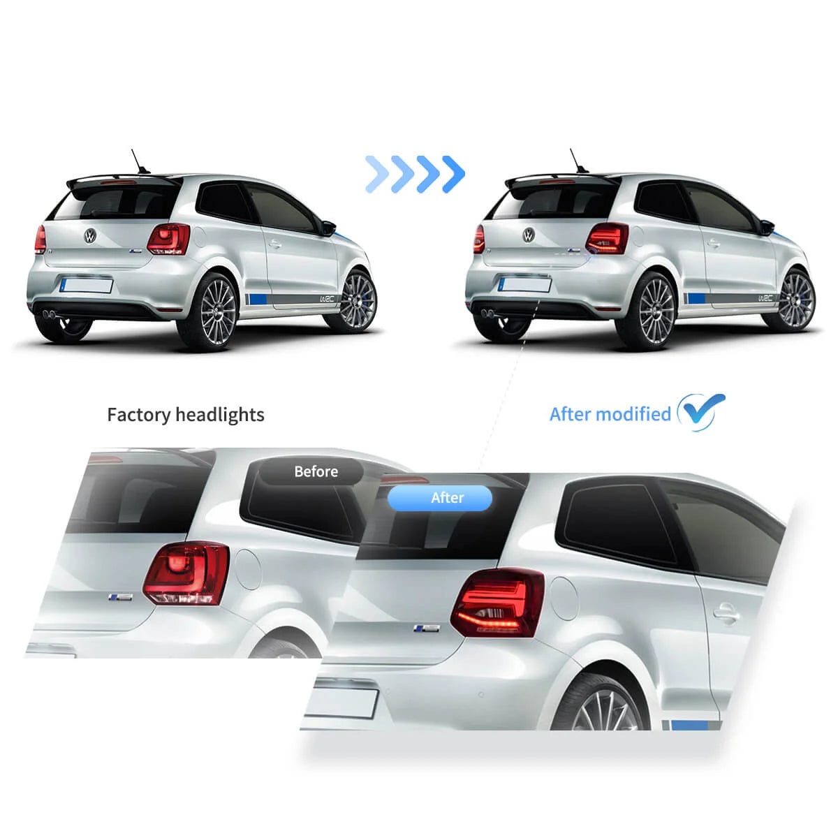 09-17 VW Polo MK5 Vland LED Aftermarket bakljus med sekventiell blinkers [E-mark] - 11