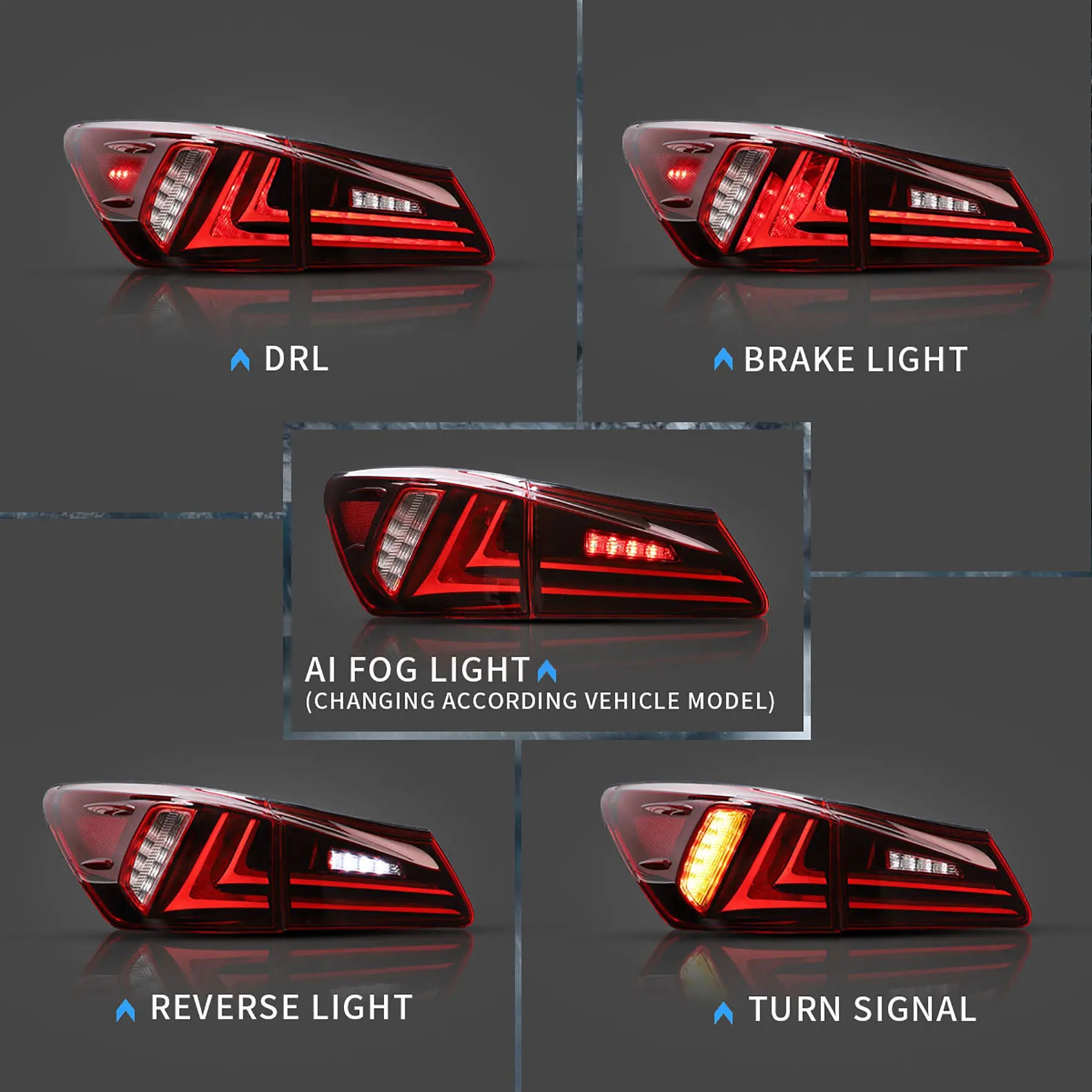 VLAND Carlamp LED bakljus för Lexus 2006-2012 IS250 IS350 ISF - 5