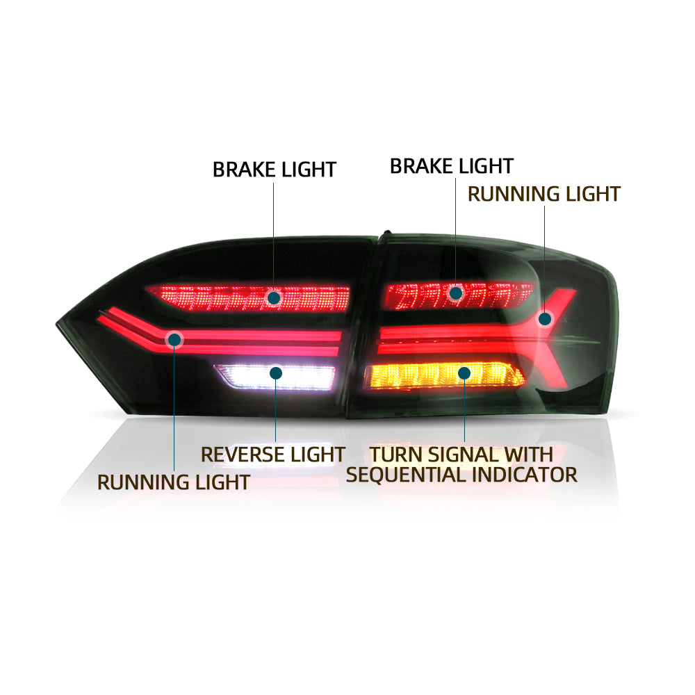 11-14 VW Jetta MK6 Vland LED Aftermarket bakljus med sekventiell blinkers [E-mark] - 9